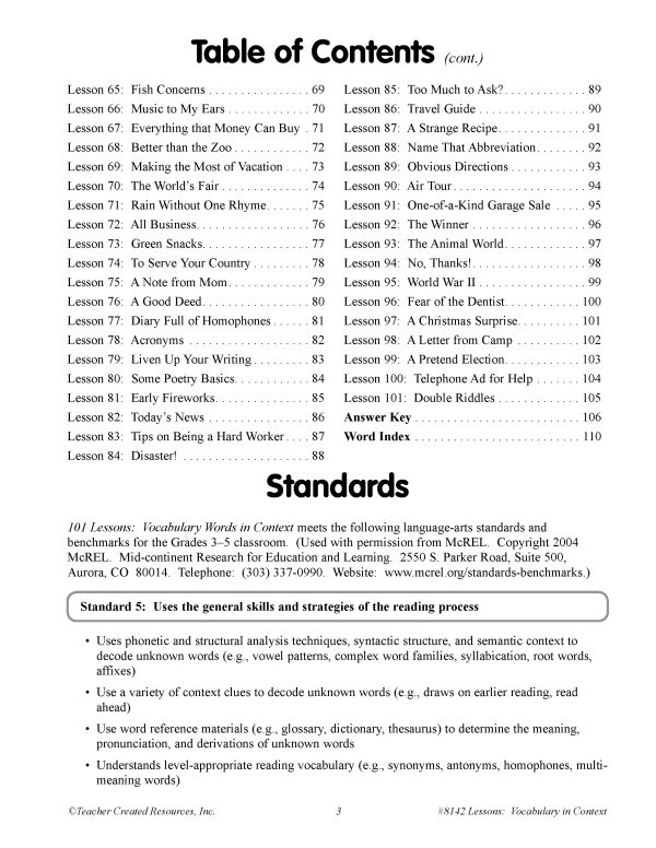 101 Lessons: Vocabulary Words in Context Grades 3-5 - Image 3