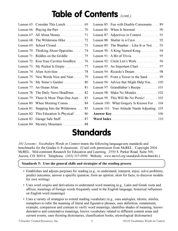 101 Lessons: Vocabulary Words in Context Grades 6-8 - Image 3