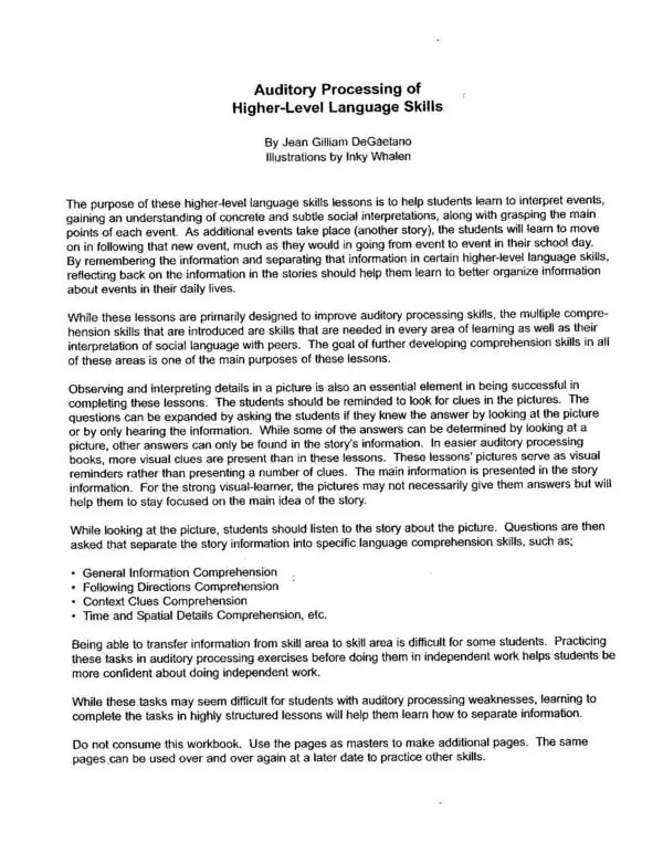 Auditory Processing of Higher-Level Language Skills - Image 2