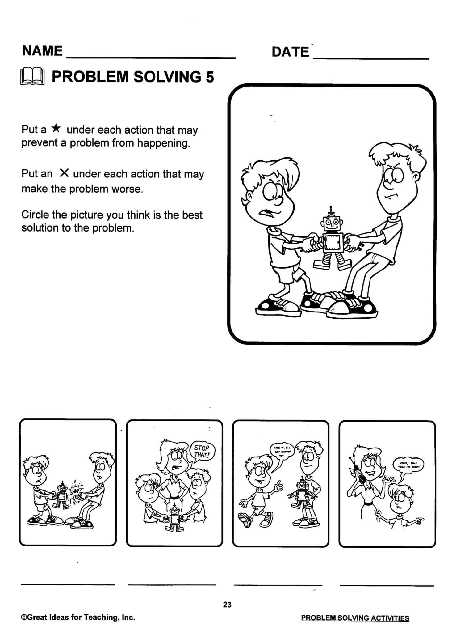 problem solving worksheet for kindergarten