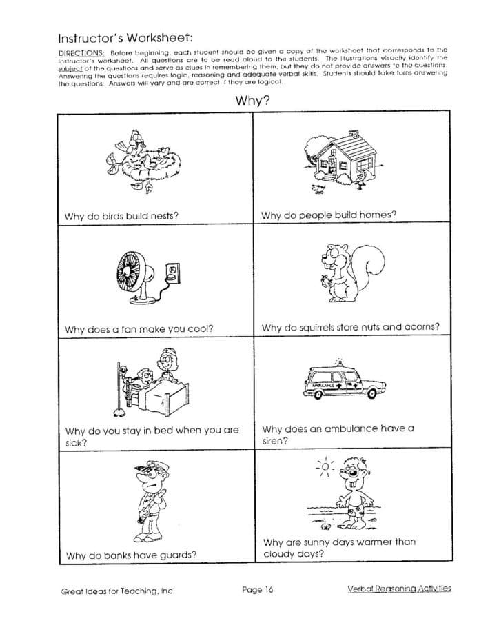 verbal reasoning activities speech corner