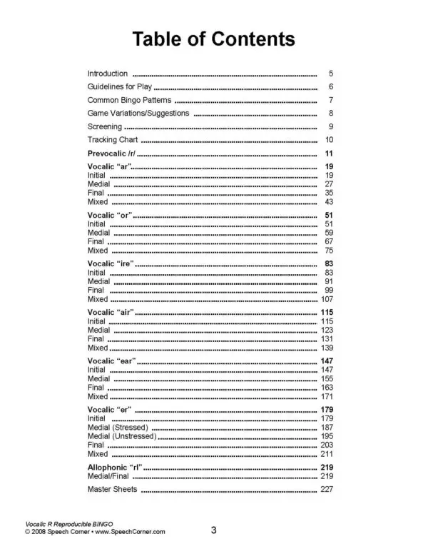 Vocalic R Reproducible Bingo - Image 3