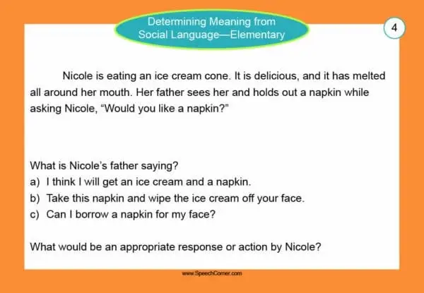 Determining Meaning from Social Language Elementary - Speech Corner Photo Cards - Image 6