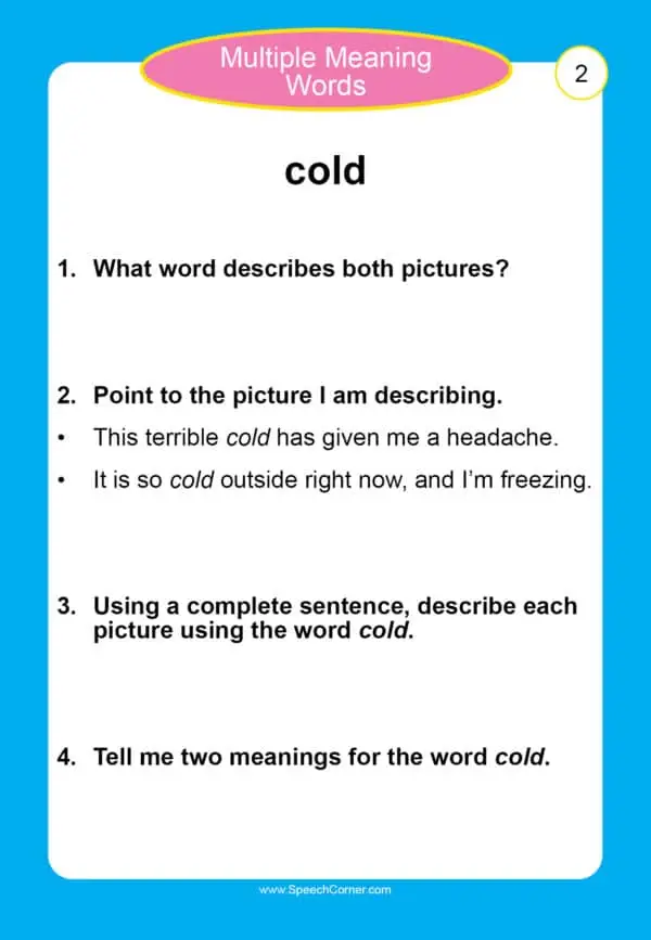 Multiple Meaning Words - Speech Corner Photo Cards - Image 3