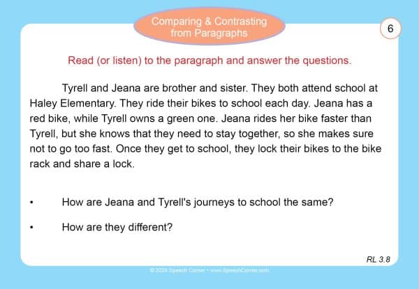 Speech Corner Photo Cards: Comparing & Contrasting from Paragraphs **Damaged/Dented Discount** Web Only - Image 5