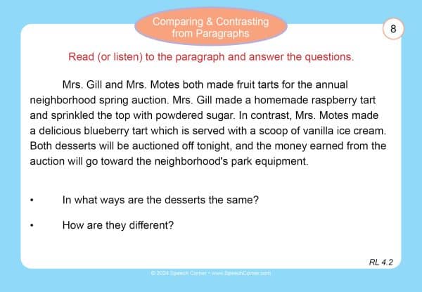 Speech Corner Photo Cards: Comparing & Contrasting from Paragraphs **Damaged/Dented Discount** Web Only - Image 7