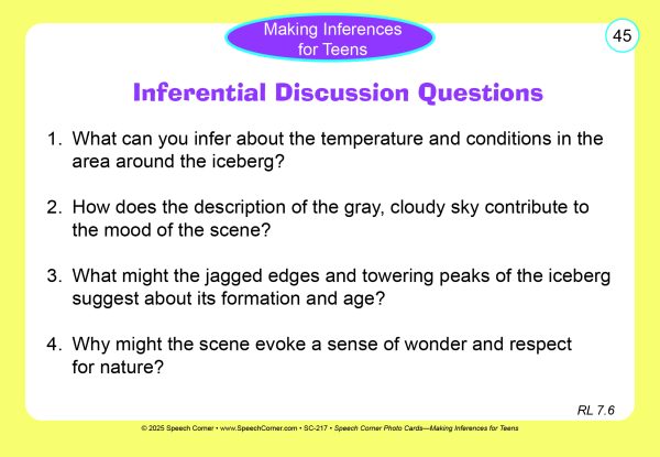 Speech Corner Photo Cards - Making Inferences for Teens - Image 7