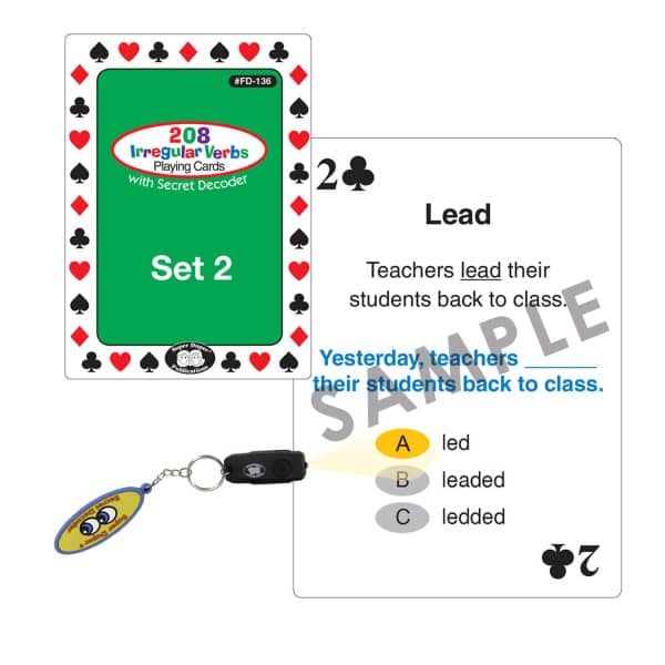 208 Irregular Verbs Playing Cards with Super Duper® Secret Decoder - Image 9