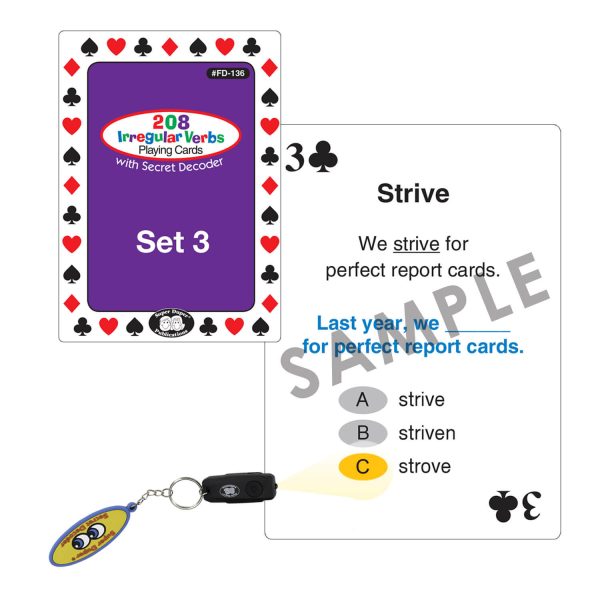 208 Irregular Verbs Playing Cards with Super Duper® Secret Decoder - Image 8